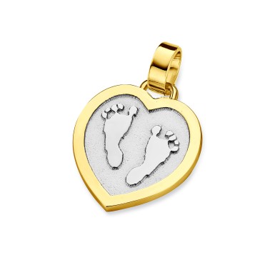 pendant, anhänger, hanger, footprint, Fussabdrück, voetafdruk, tiny hart, heart, gold, goud, white, yellow,